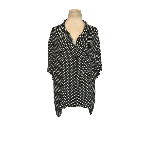 Jones New York black cream polka dots short sleeves shirt size 20W - Picture 7 of 7